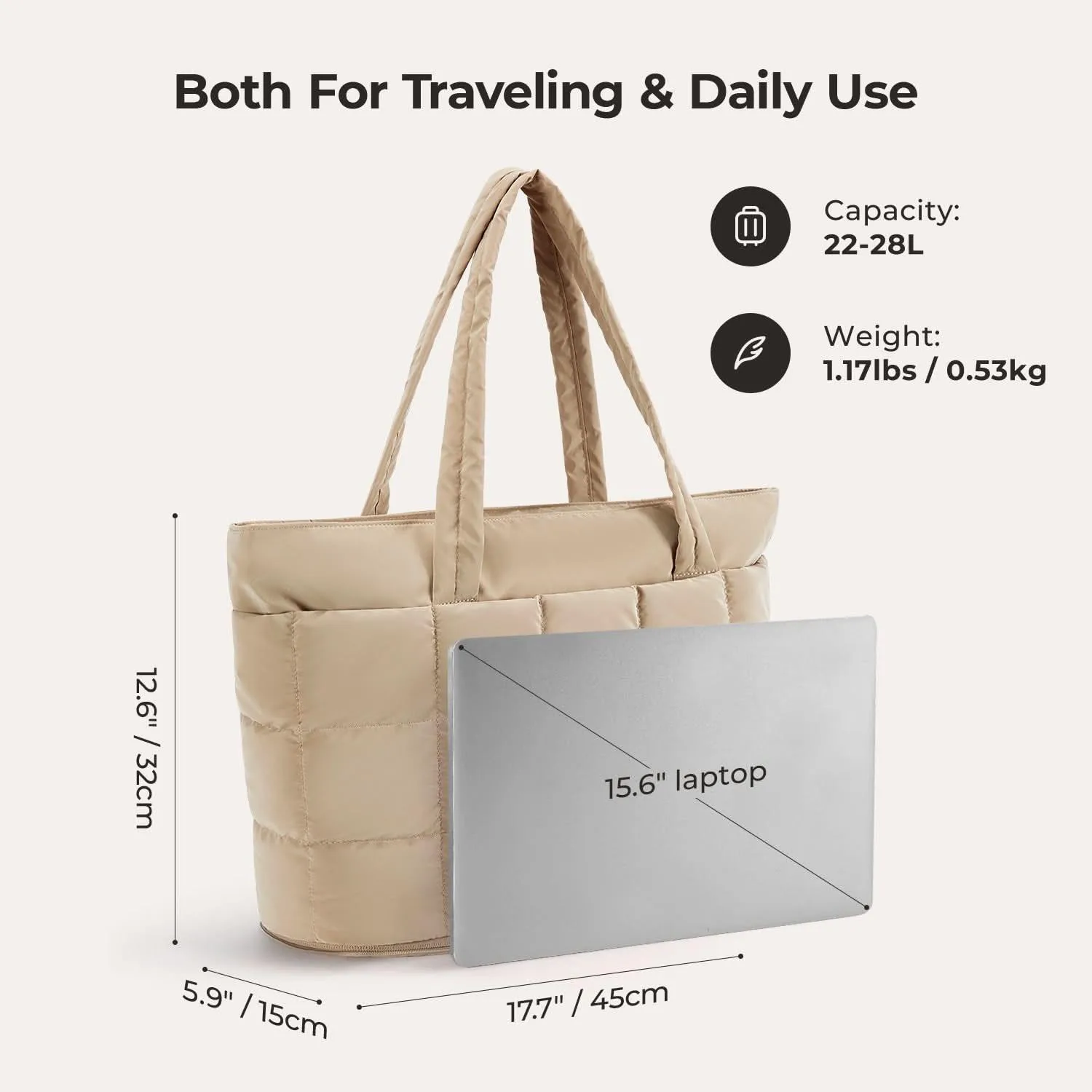 Bubble 22L-28L Expandable Puffer Travel Tote Bag