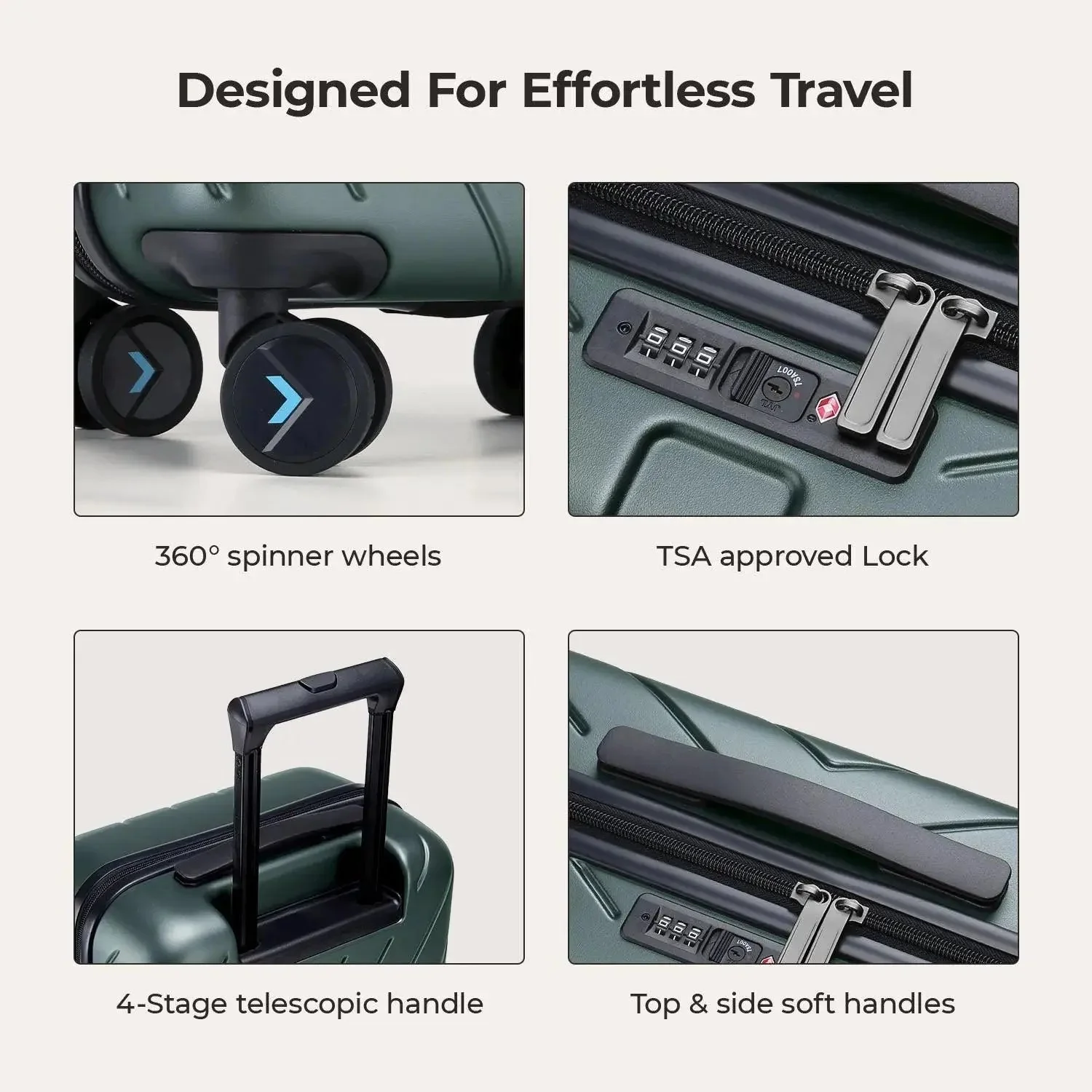 Daren 16-20 Inch Lightweight Hardside Carry-On Suitcase