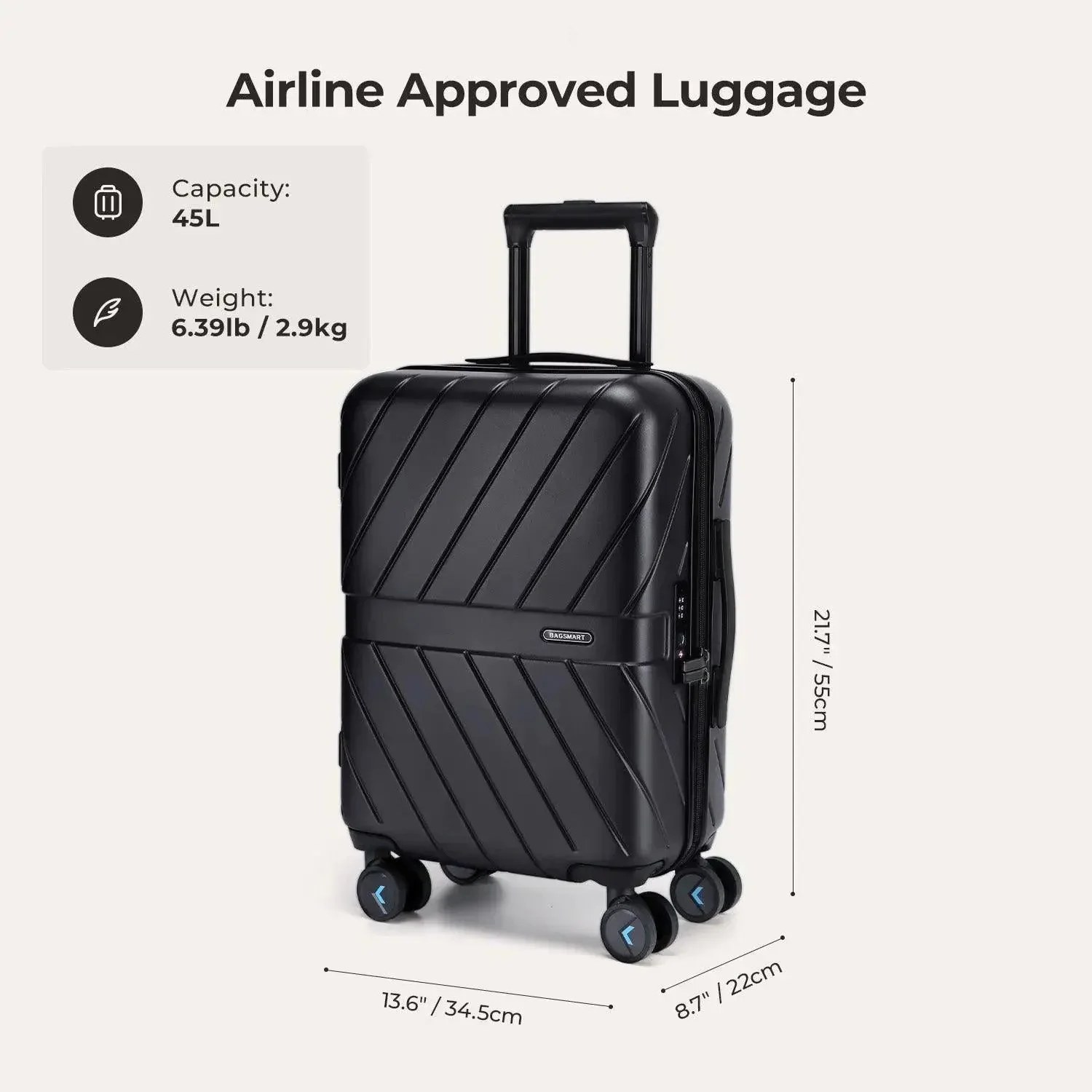 Daren 16-20 Inch Lightweight Hardside Carry-On Suitcase