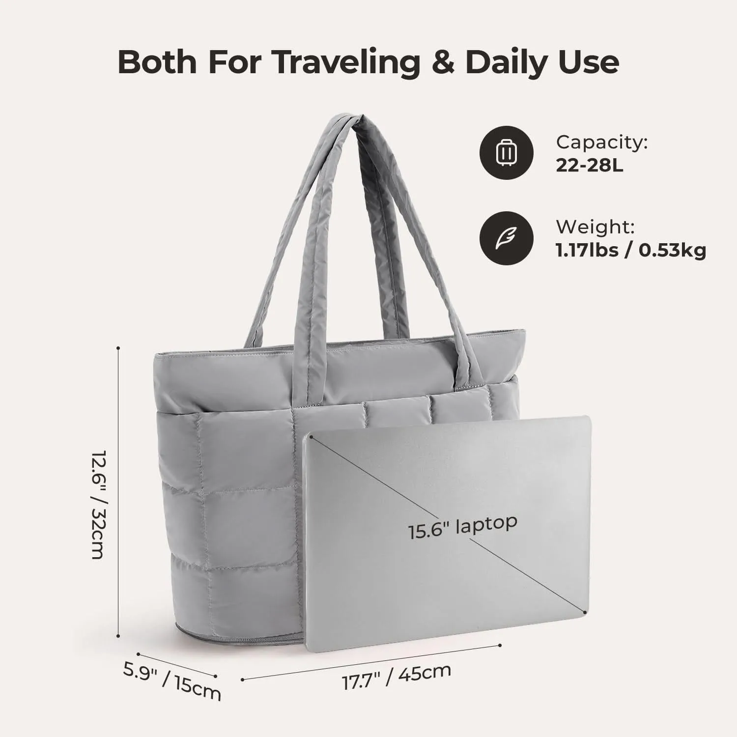 Bubble 22L-28L Expandable Puffer Travel Tote Bag