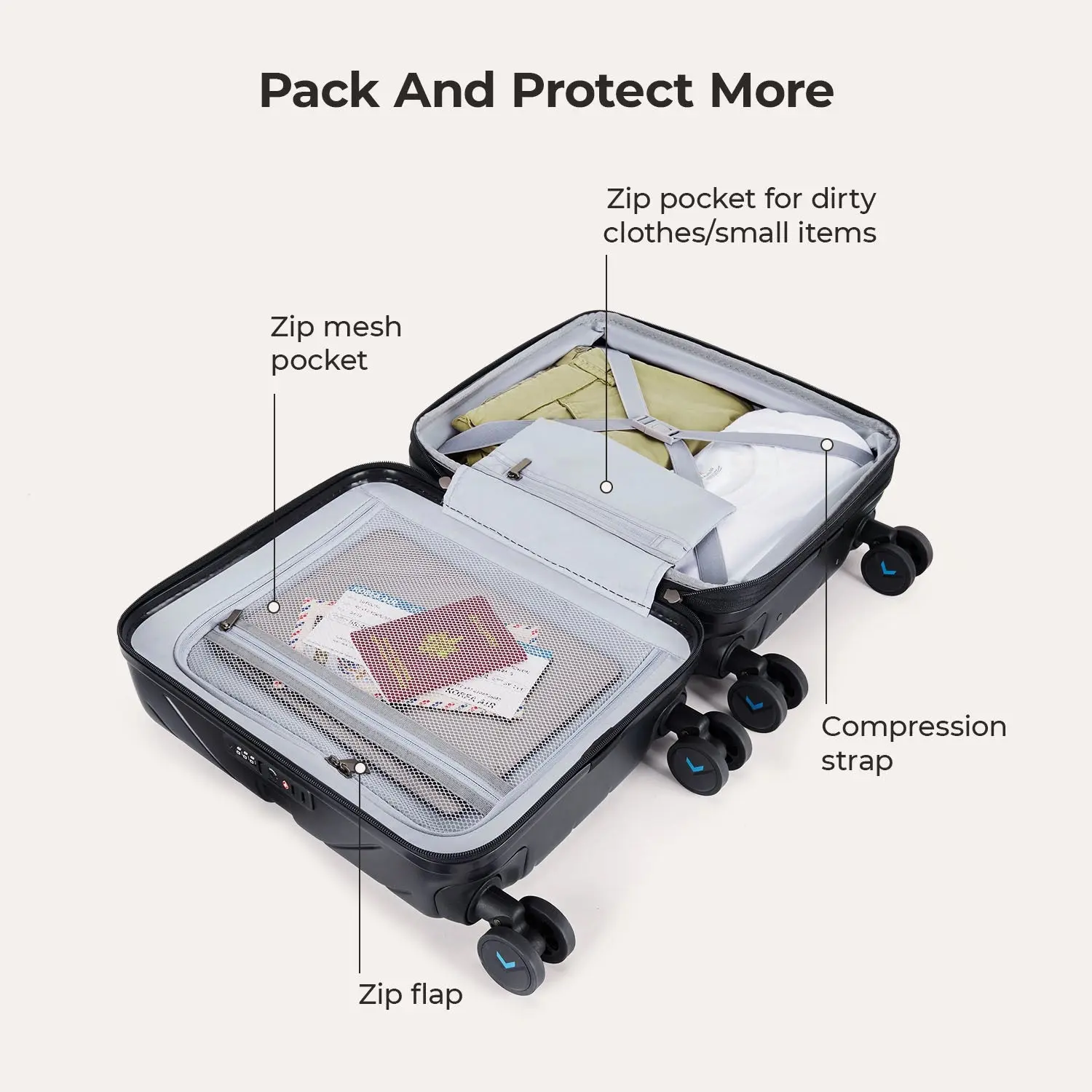 Daren 16-20 Inch Lightweight Hardside Carry-On Suitcase