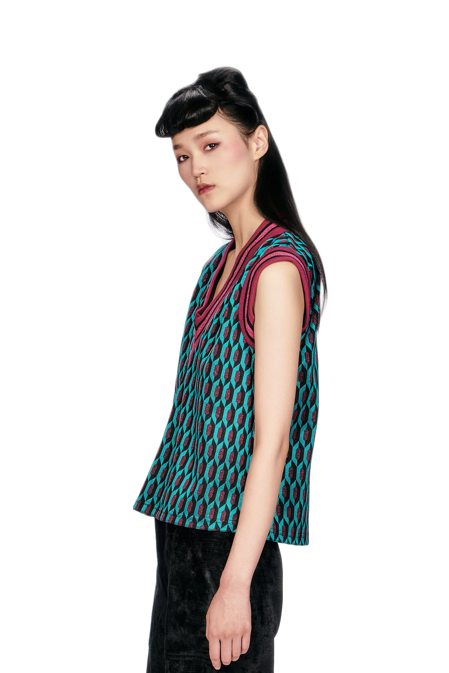 Glitter Geo Jacquard Pullover Vest