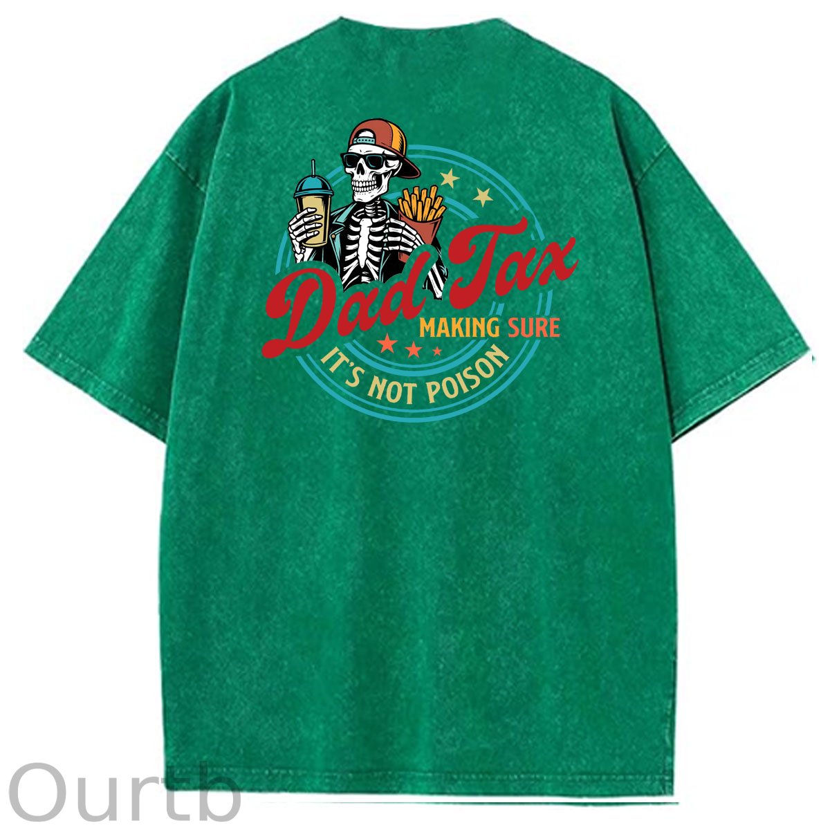 Dad Tax Washed And Distressed Pattern Crew Neck T-Shirt