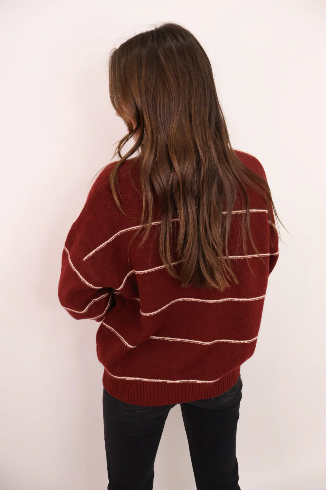 Oversized Burgundy Striped Sweater