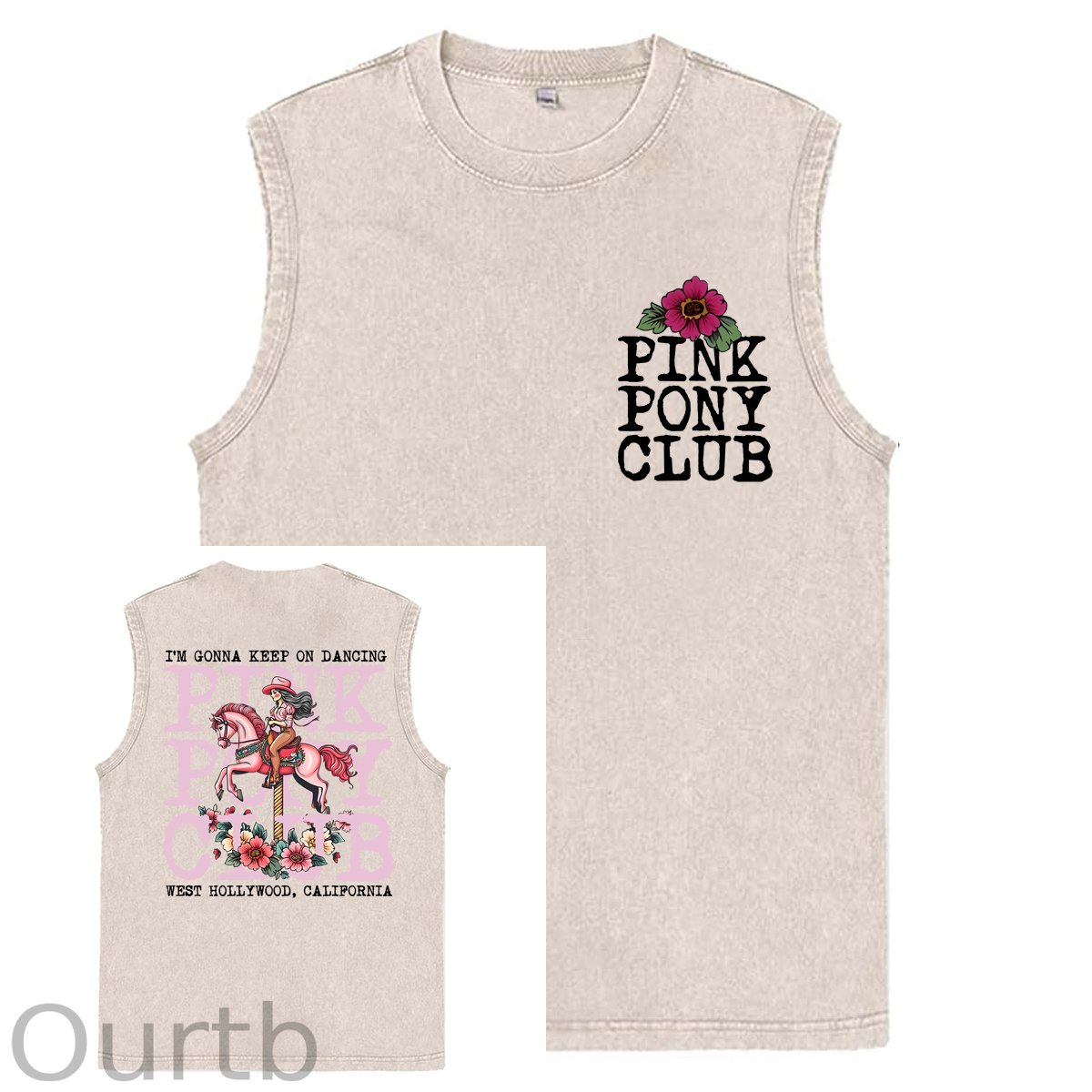 I'm Gonna Keep On Dacing Print Washed Cotton Sleeveless Tank Tops