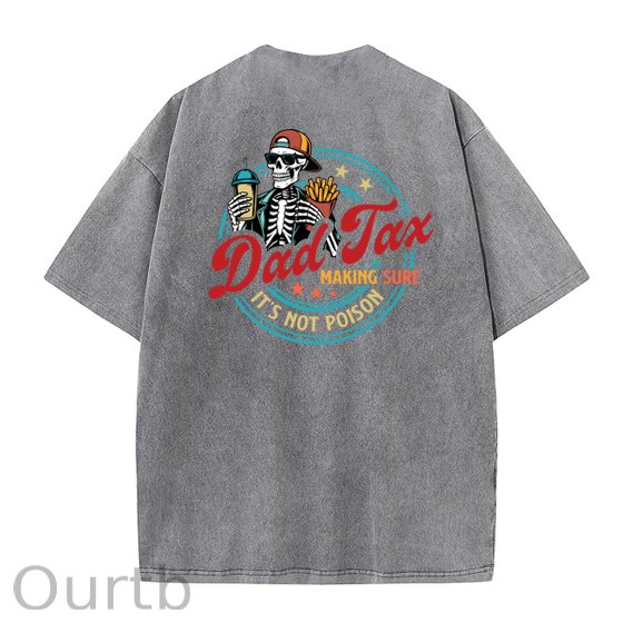 Dad Tax Washed And Distressed Pattern Crew Neck T-Shirt