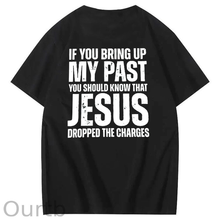 Bring Up My Past Jesus Pattern Print Crew Neck T-Shirt