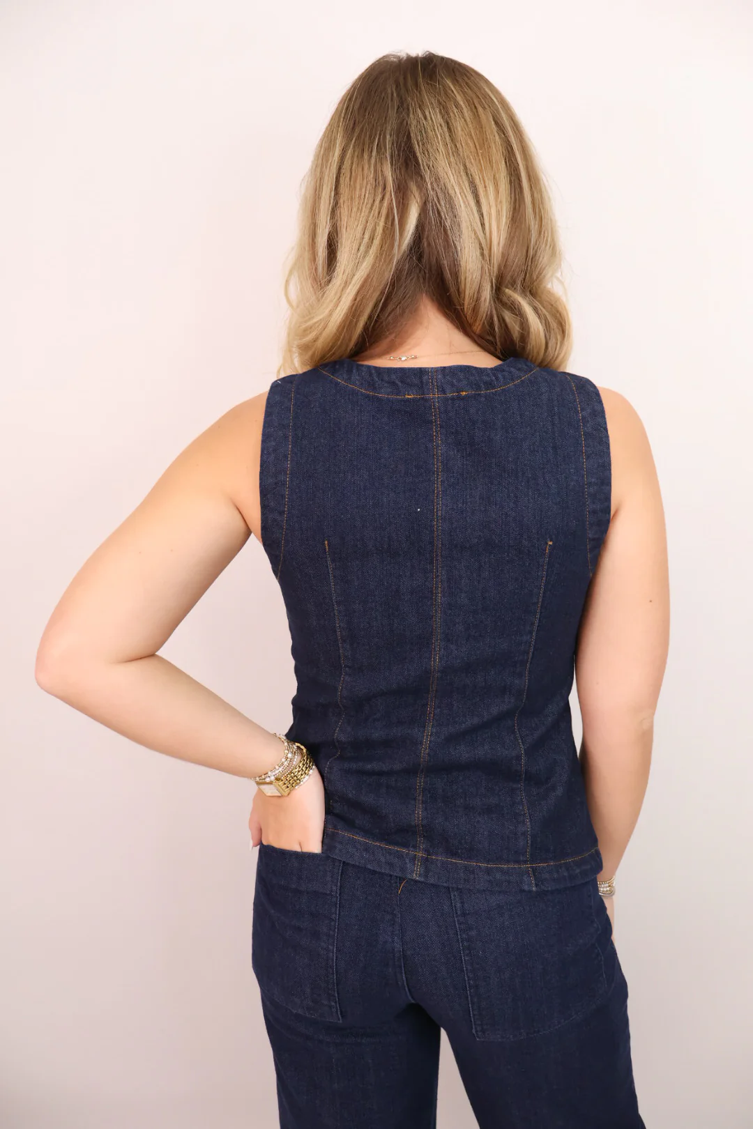 Dark Denim Vest and Pants Set