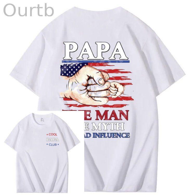 Cool Papa Club The Man The Myth The Bad Influence Art Pattern Print T-Shirt