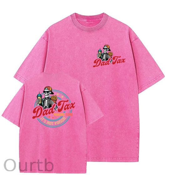 Dad Tax Washed And Distressed Pattern Crew Neck T-Shirt