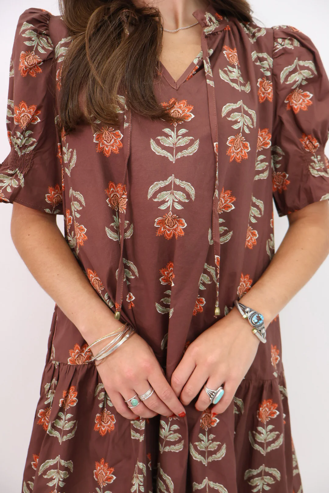 Brown Floral Dress