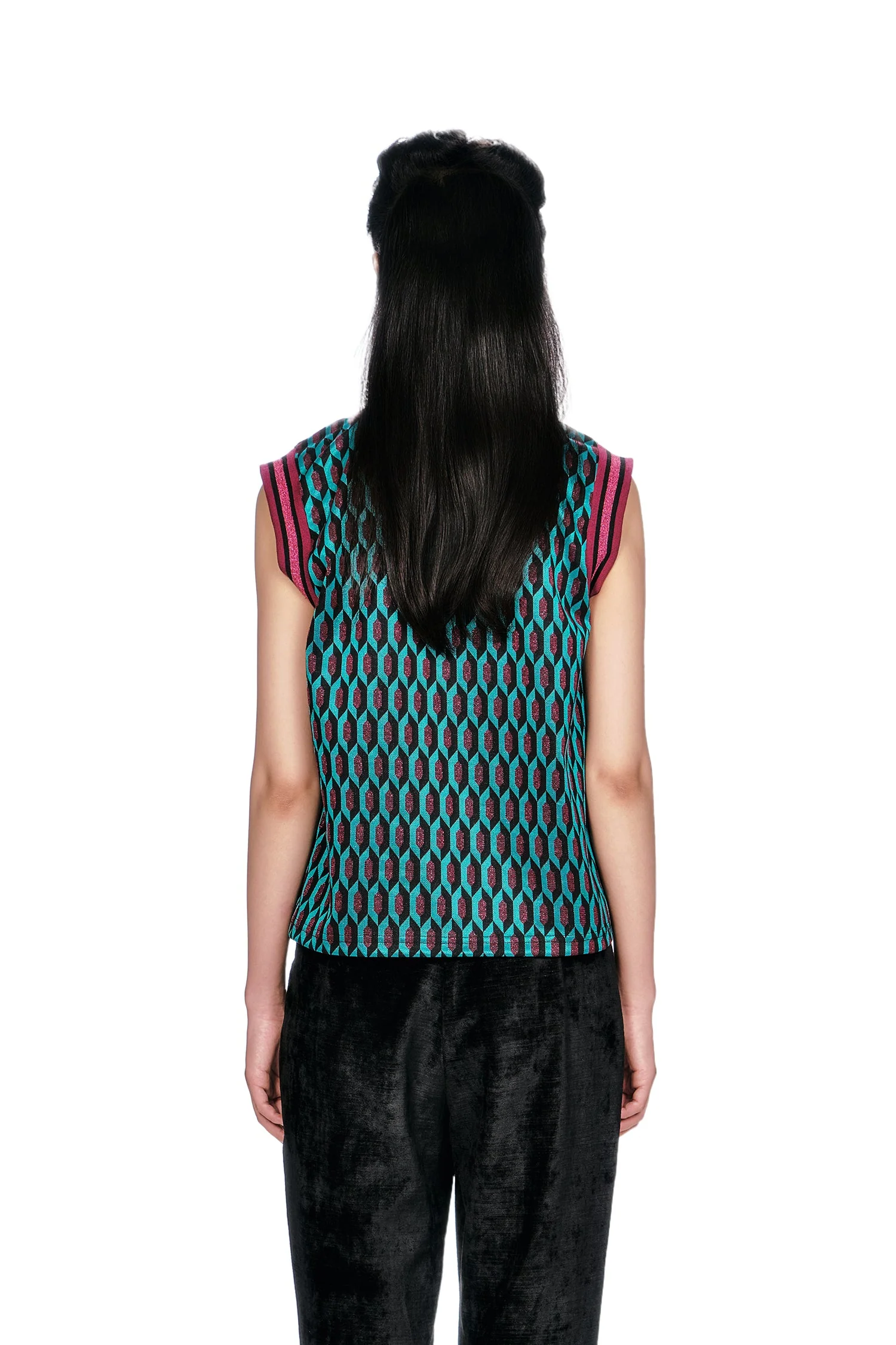 Glitter Geo Jacquard Pullover Vest