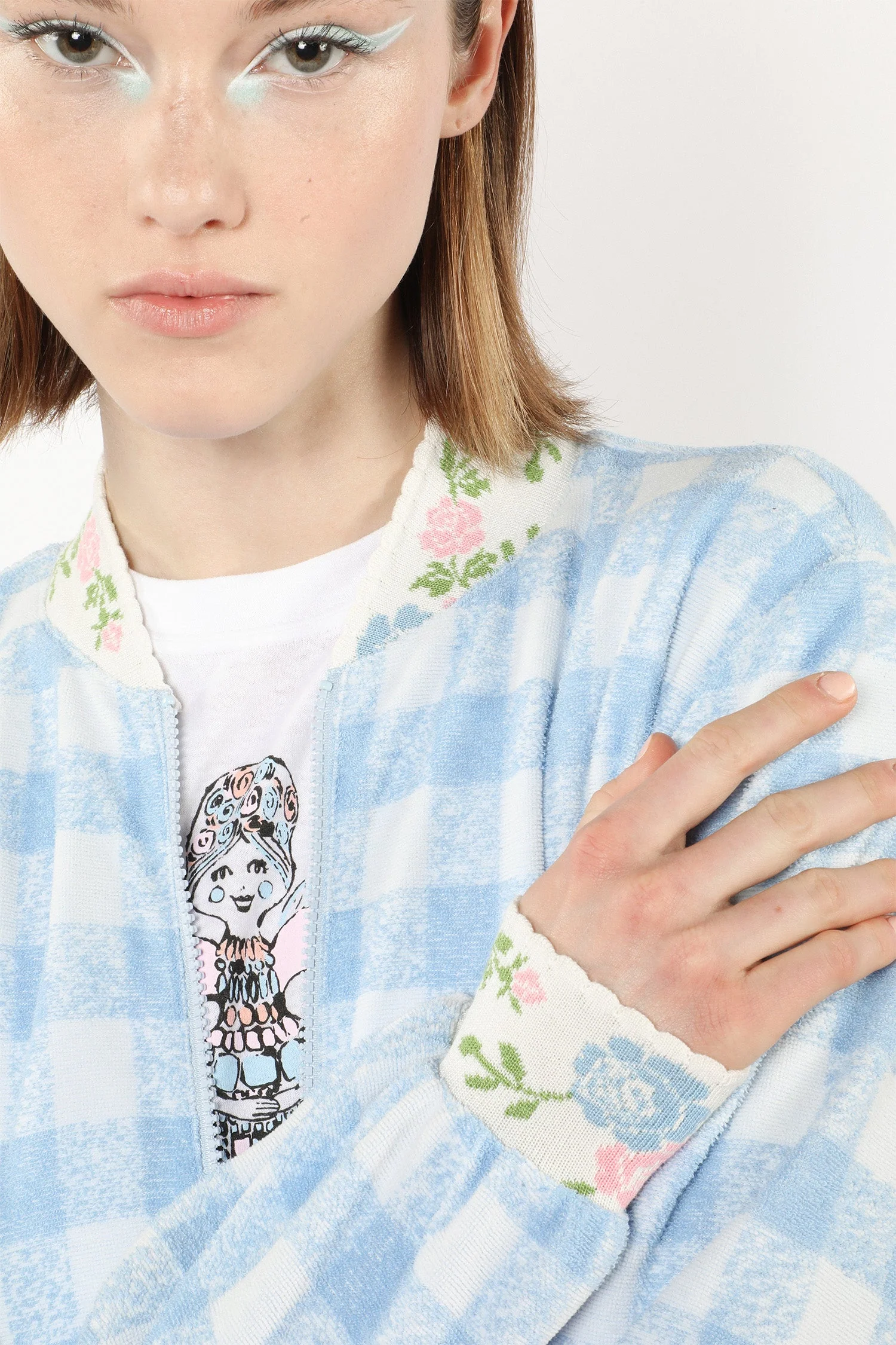 Gingham Terry Baseball Jacket