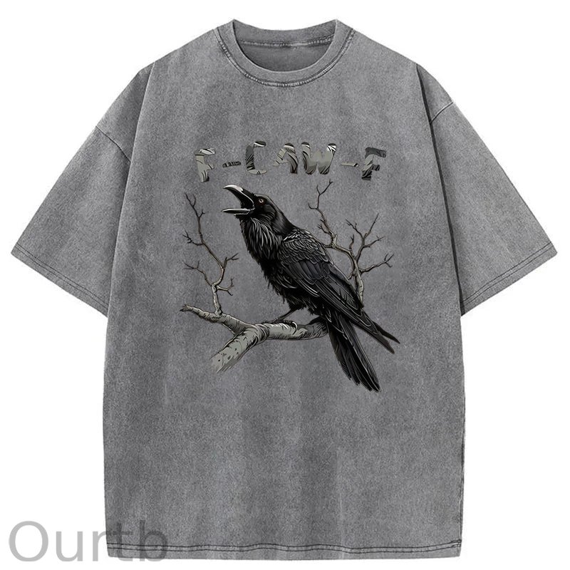 F-Caw-F Crow Washed Cotton T-Shirt
