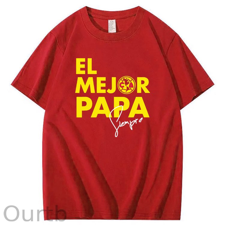 El Mejor Papa Siempre Pattern Print 100%Cotton T-Shirt
