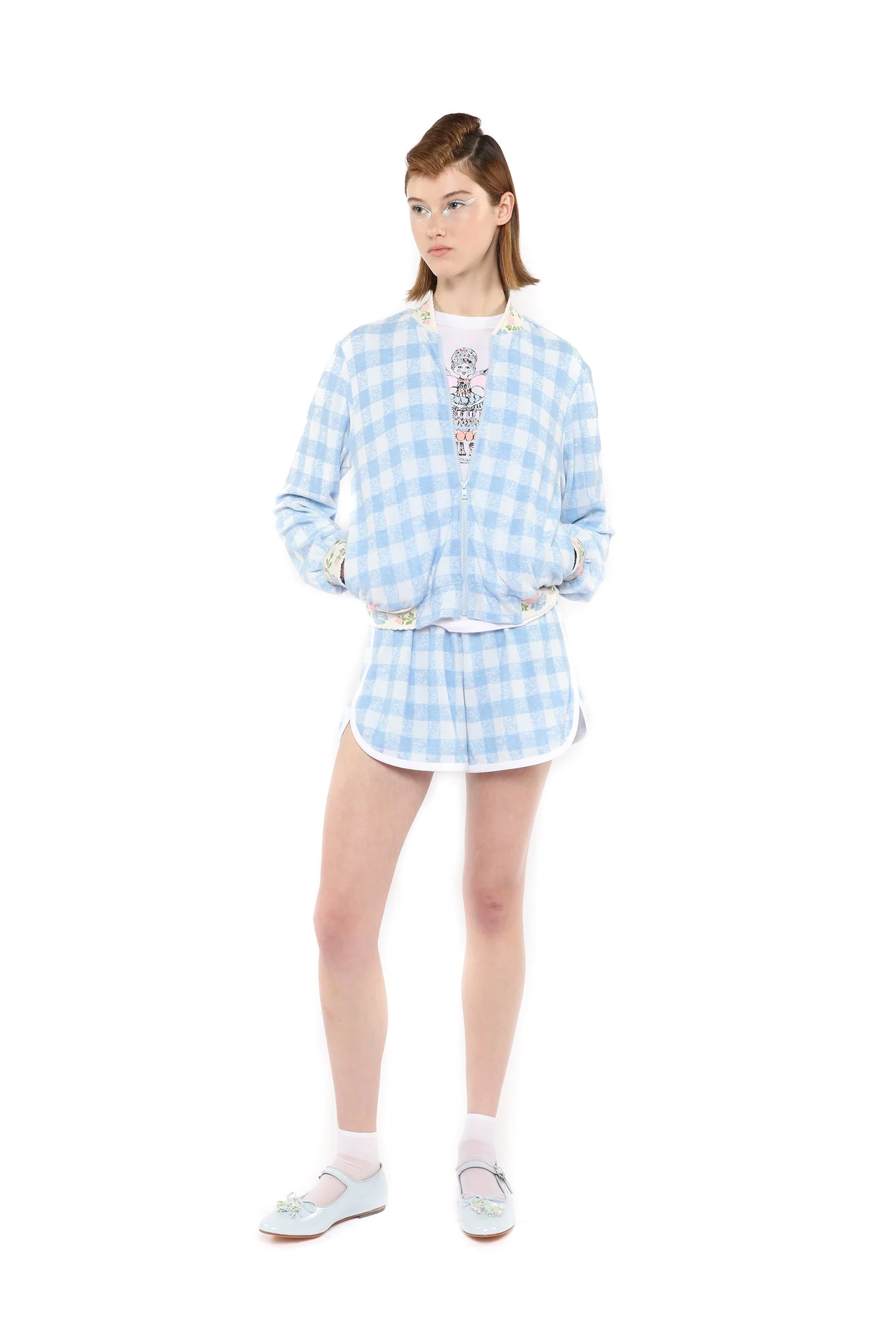 Gingham Terry Baseball Jacket