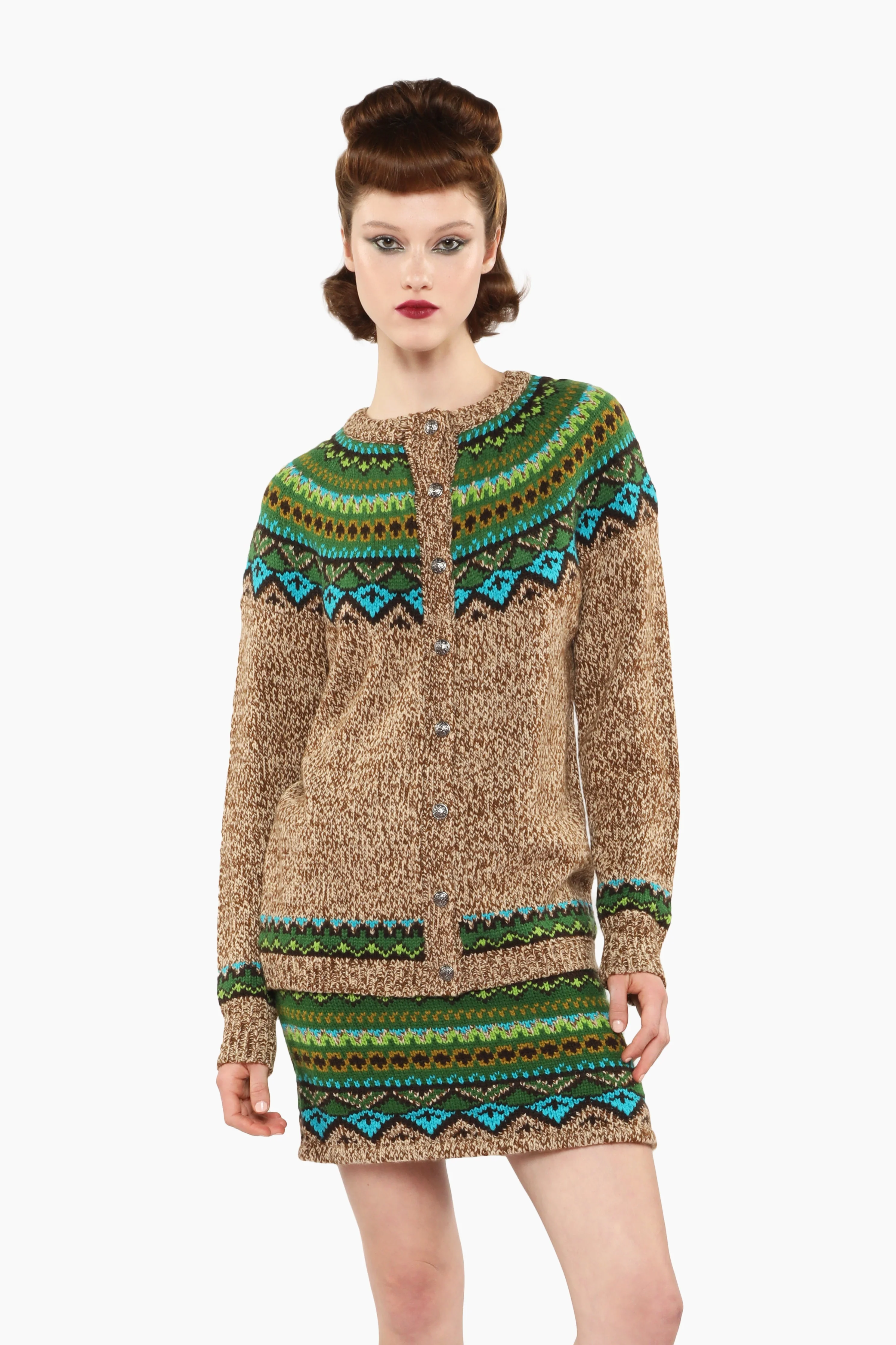 Fair Isle Cardigan - Teal