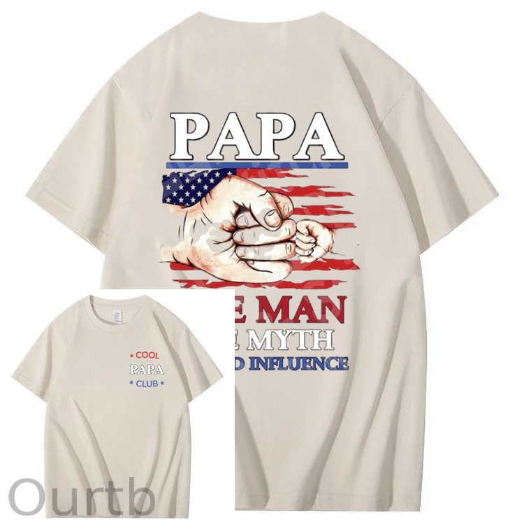 Cool Papa Club The Man The Myth The Bad Influence Art Pattern Print T-Shirt