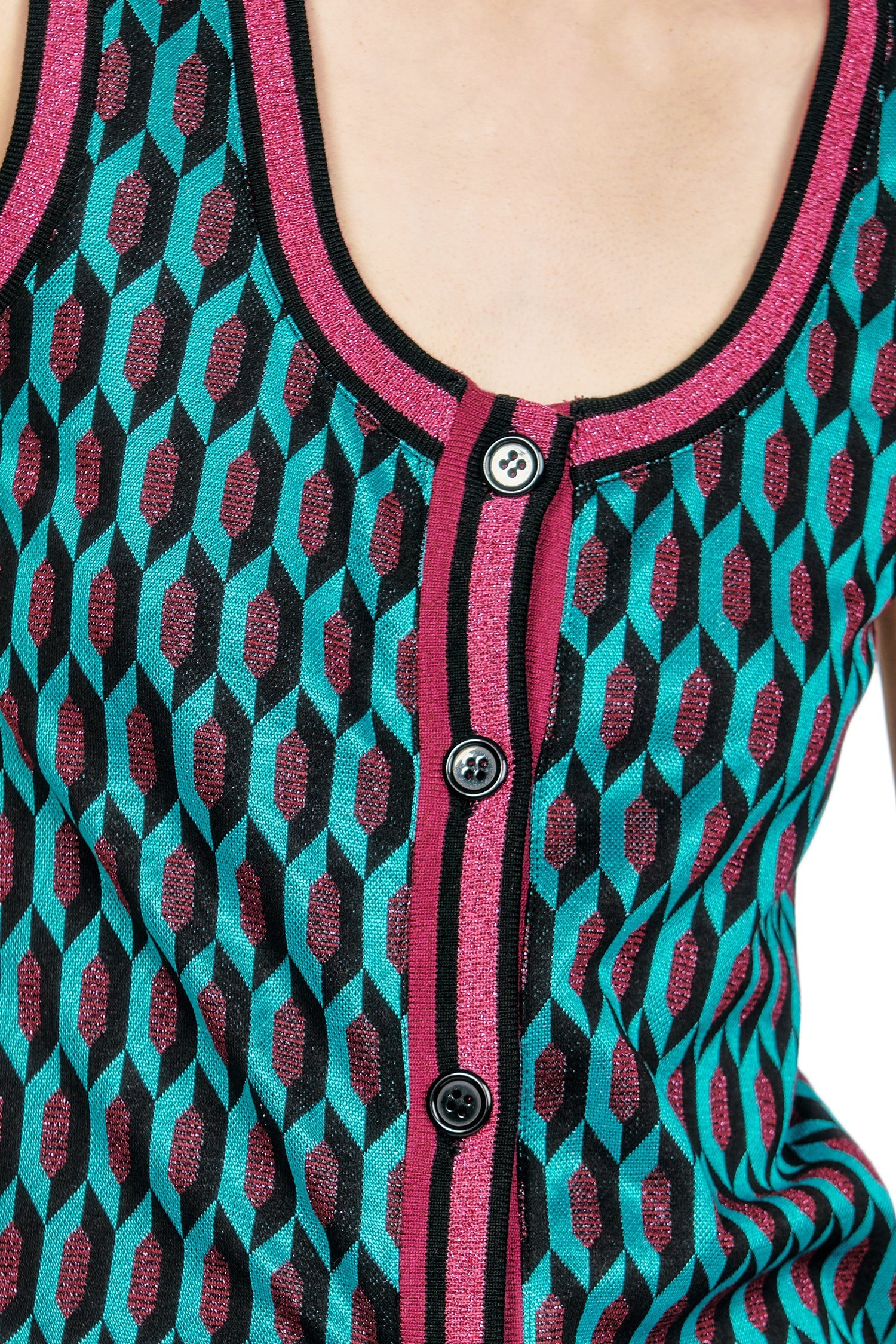 Glitter Geo Jacquard Long Vest