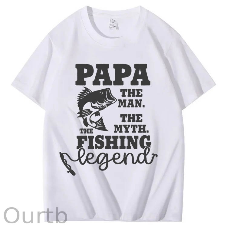 Papa The Man The Myth The Fishing Art Pattern Print T-Shirt