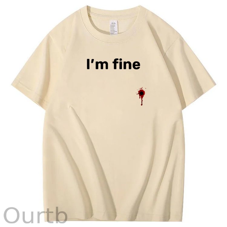 I'm Fine Pattern100% Cotton T-Shirt