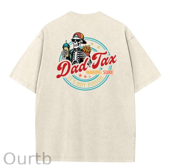Dad Tax Washed And Distressed Pattern Crew Neck T-Shirt