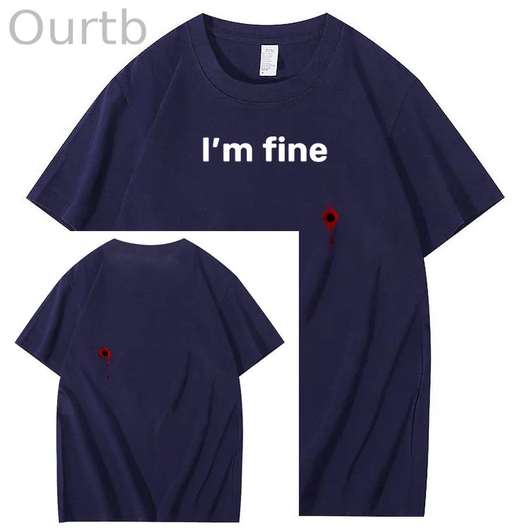 I'm Fine Pattern100% Cotton T-Shirt