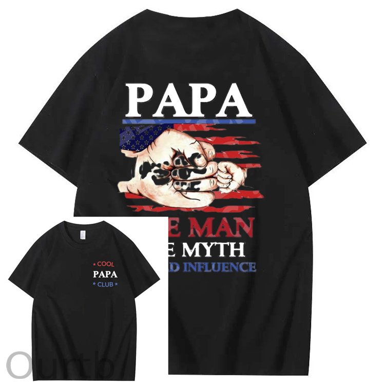 Cool Papa Club The Man The Myth The Bad Influence Art Pattern Print T-Shirt