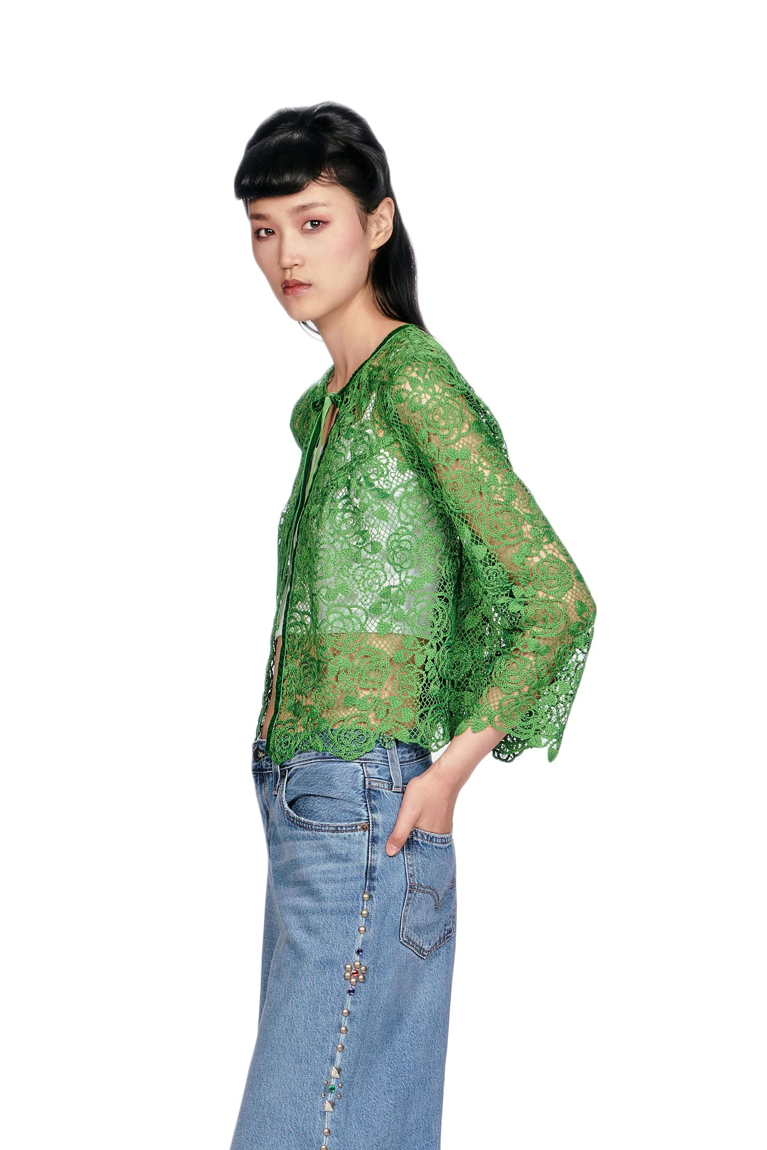 Rose Crochet Lace Bed Jacket