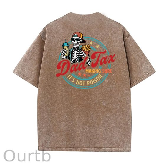 Dad Tax Washed And Distressed Pattern Crew Neck T-Shirt