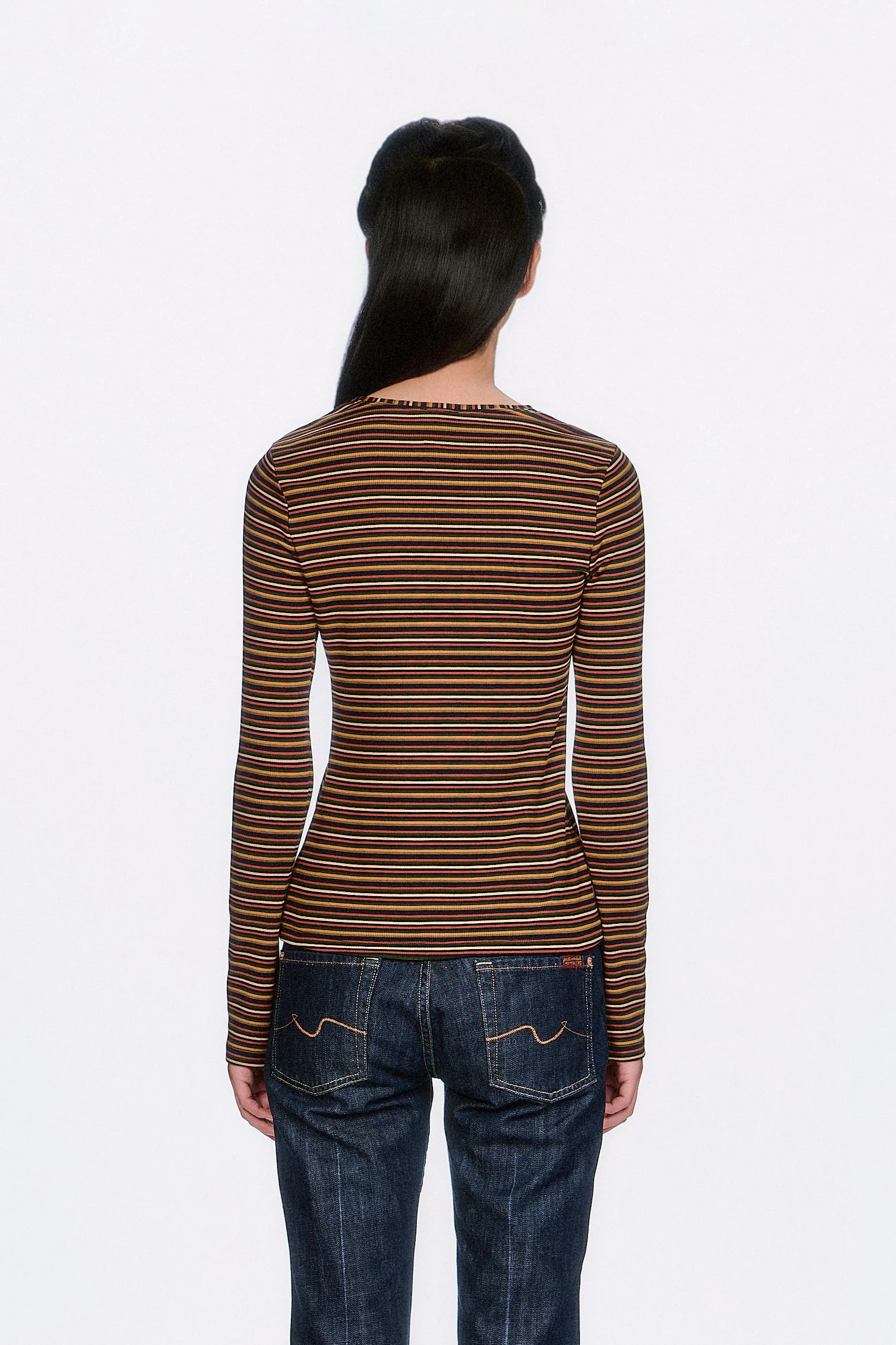 Venetian Stripe Long Sleeve Top - Caramel
