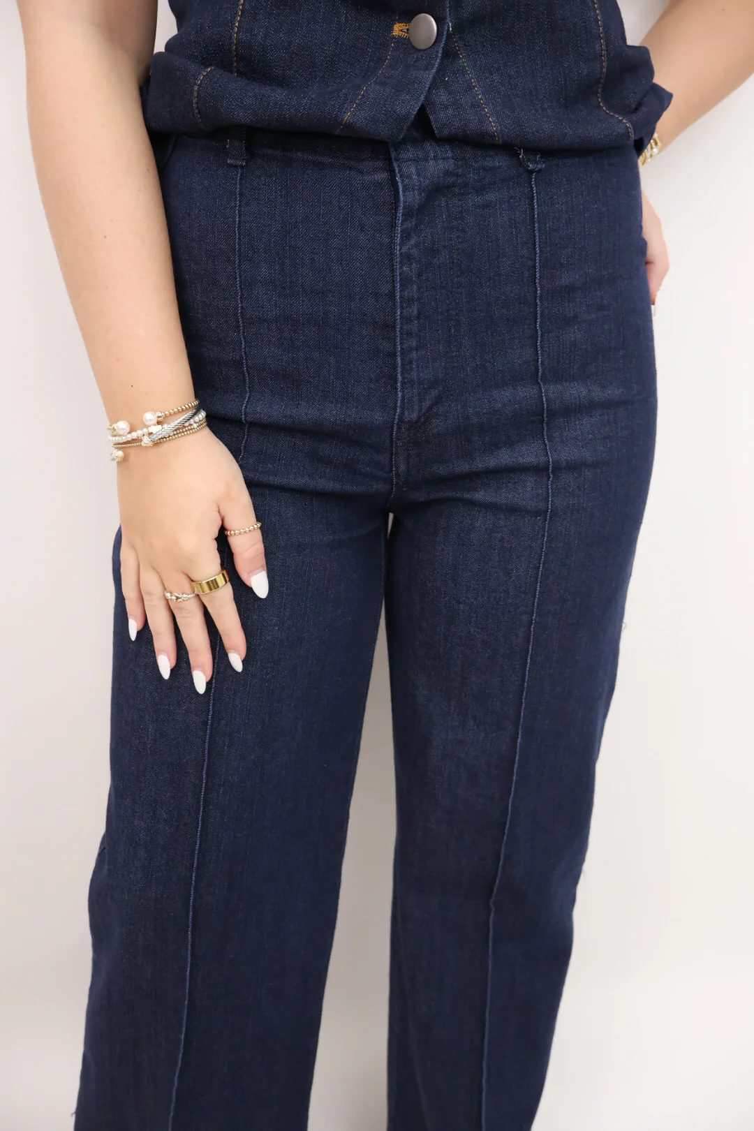 Dark Denim Vest and Pants Set