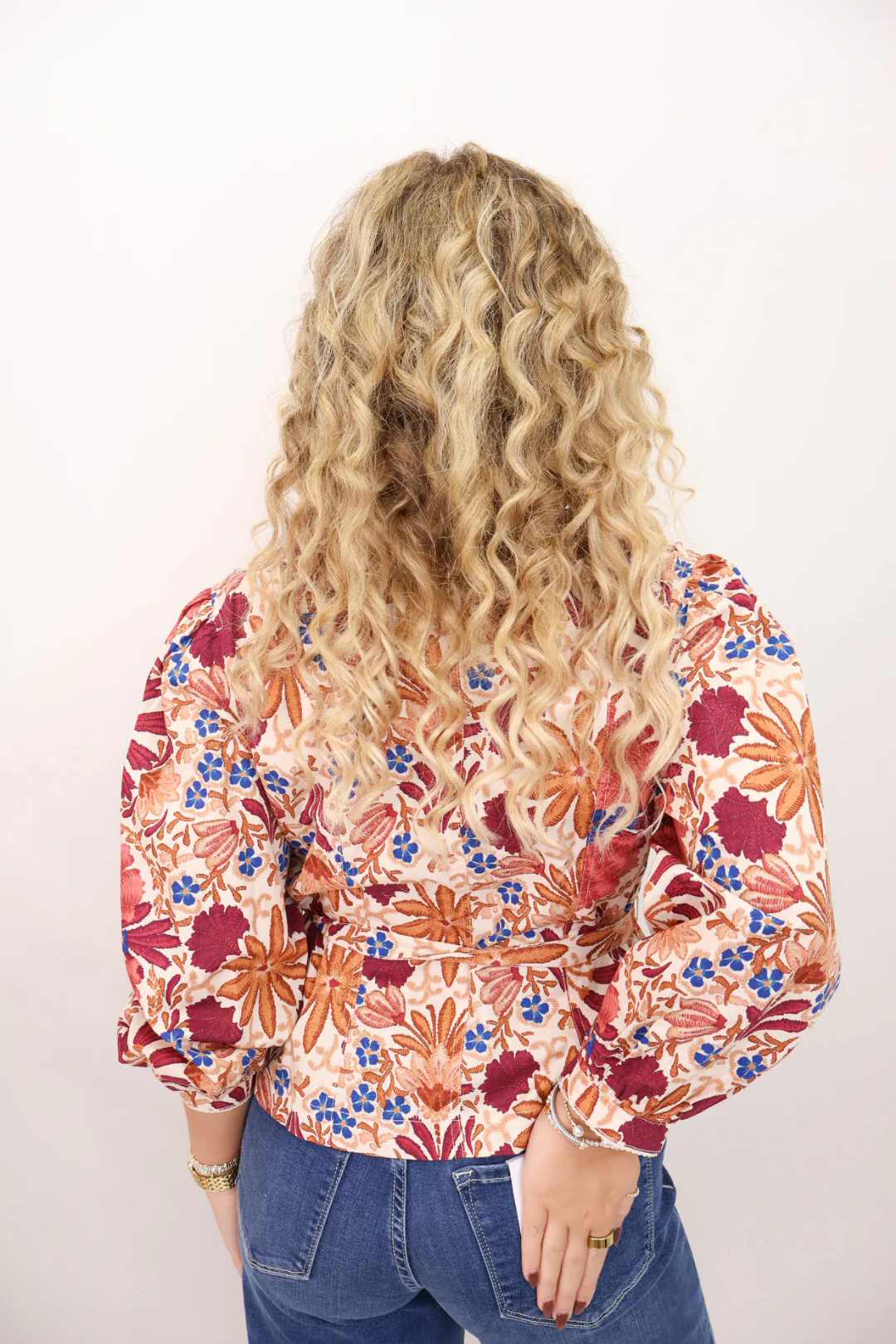 Cream Floral Belted Top