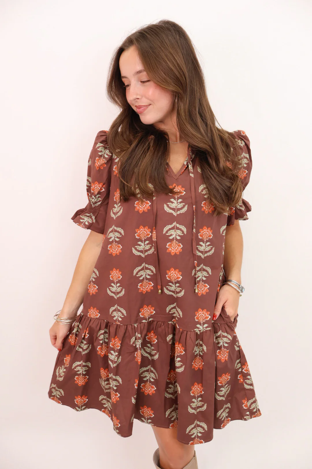 Brown Floral Dress