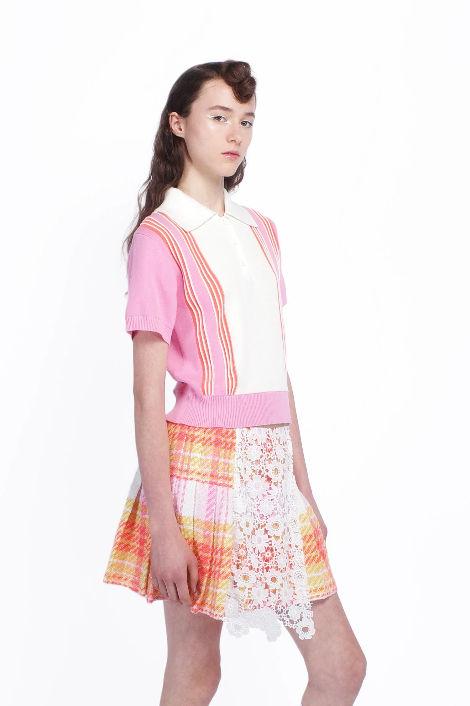 Amalfi Polo Knit Short Sleeve Top-Pink