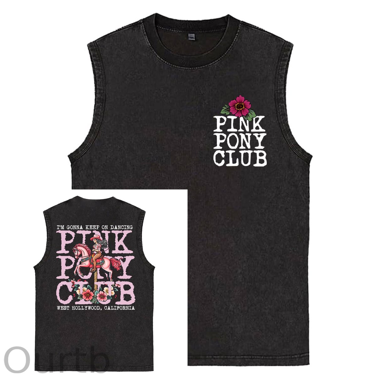 I'm Gonna Keep On Dacing Print Washed Cotton Sleeveless Tank Tops