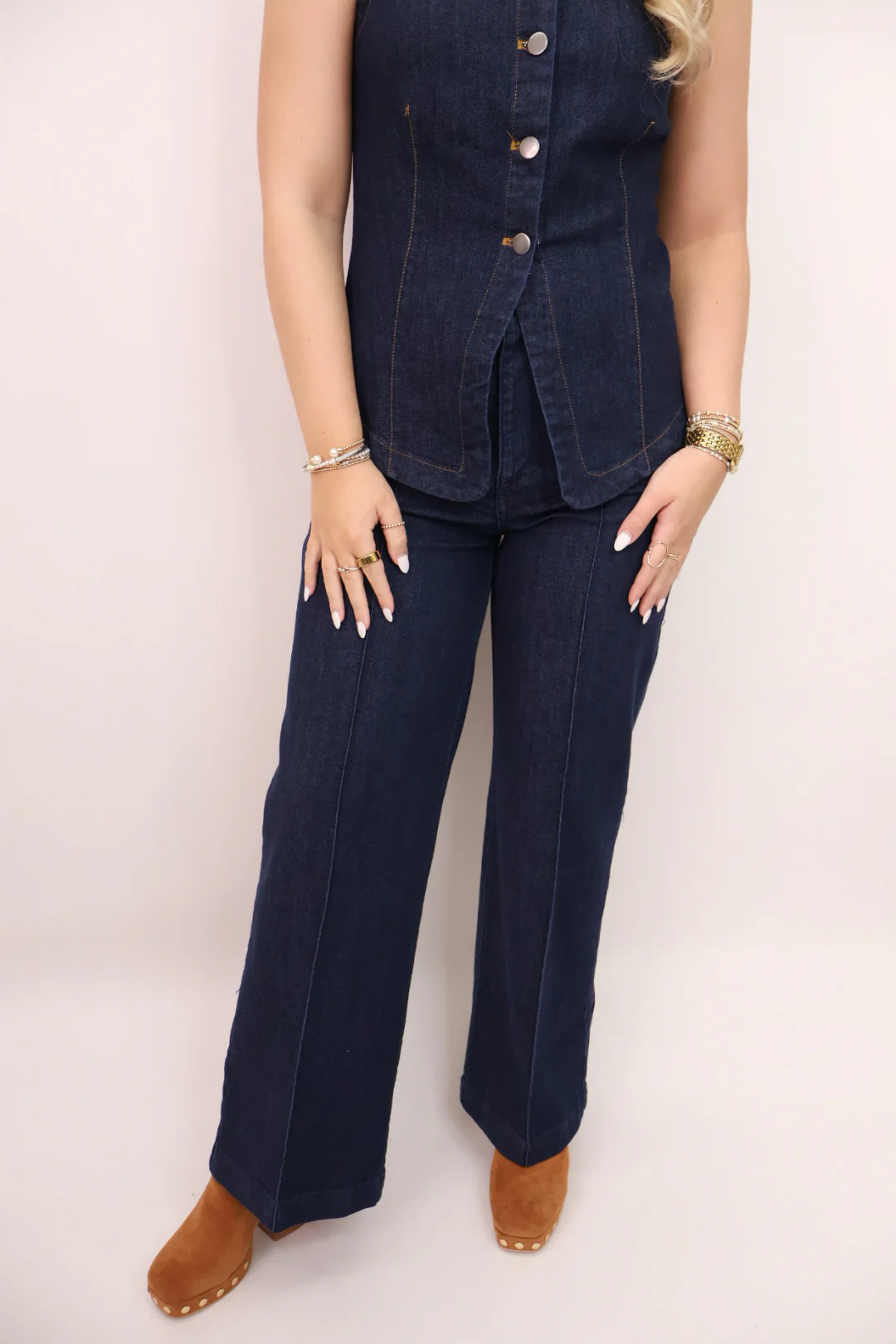 Dark Denim Vest and Pants Set