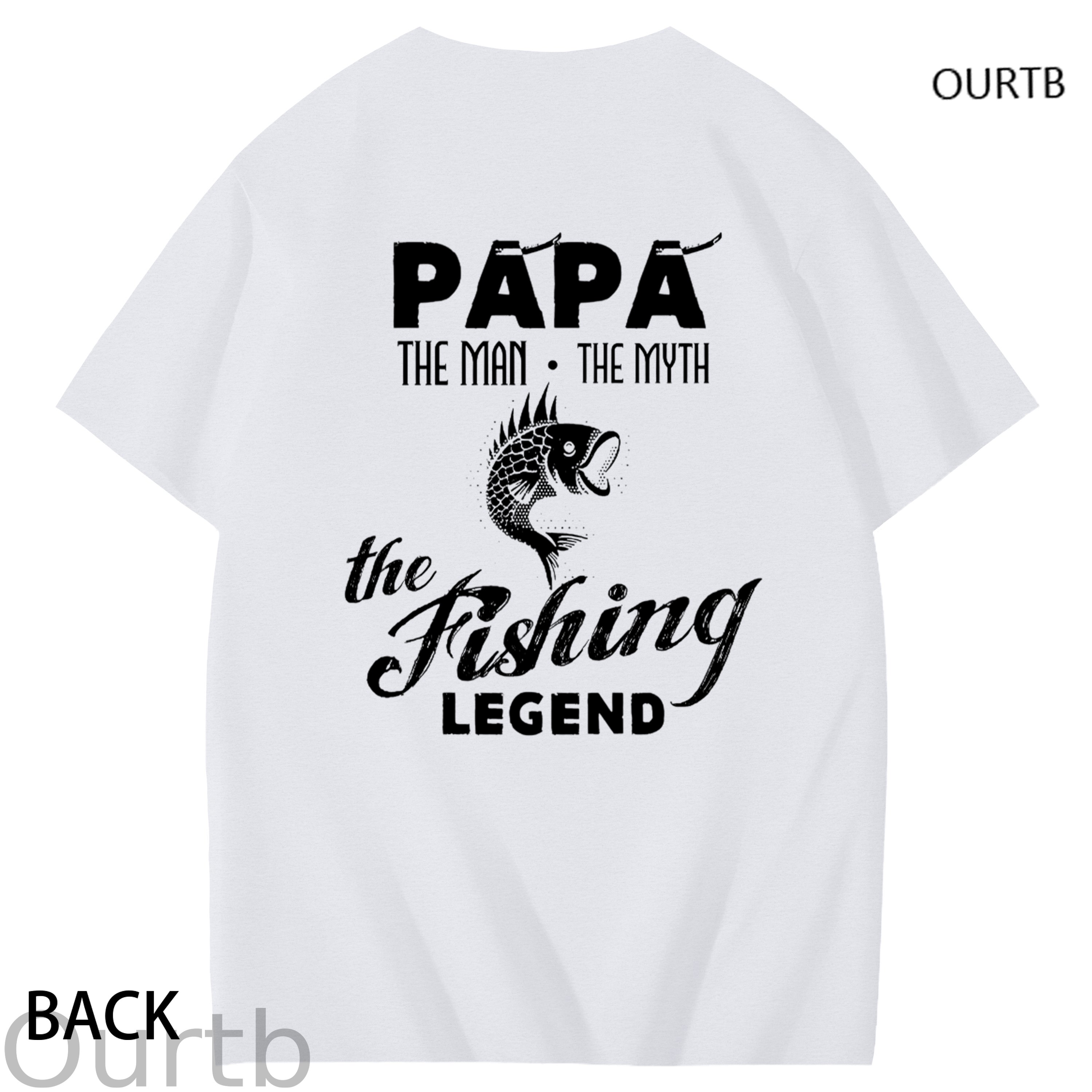 Papa The Man The Myth The Fishing Legend Funny Adult Couple Art Pattern Print T-Shirt
