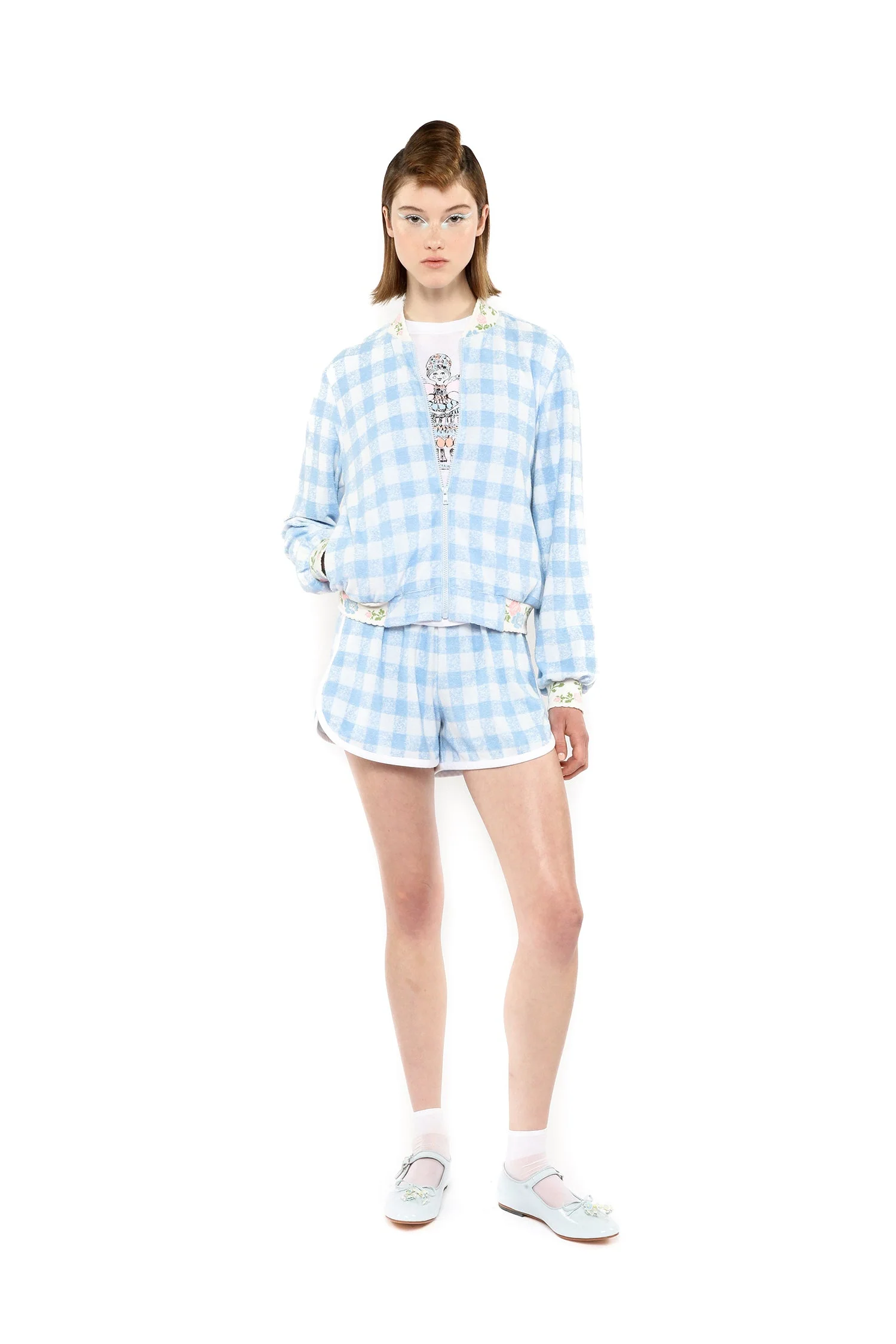 Gingham Terry Baseball Jacket