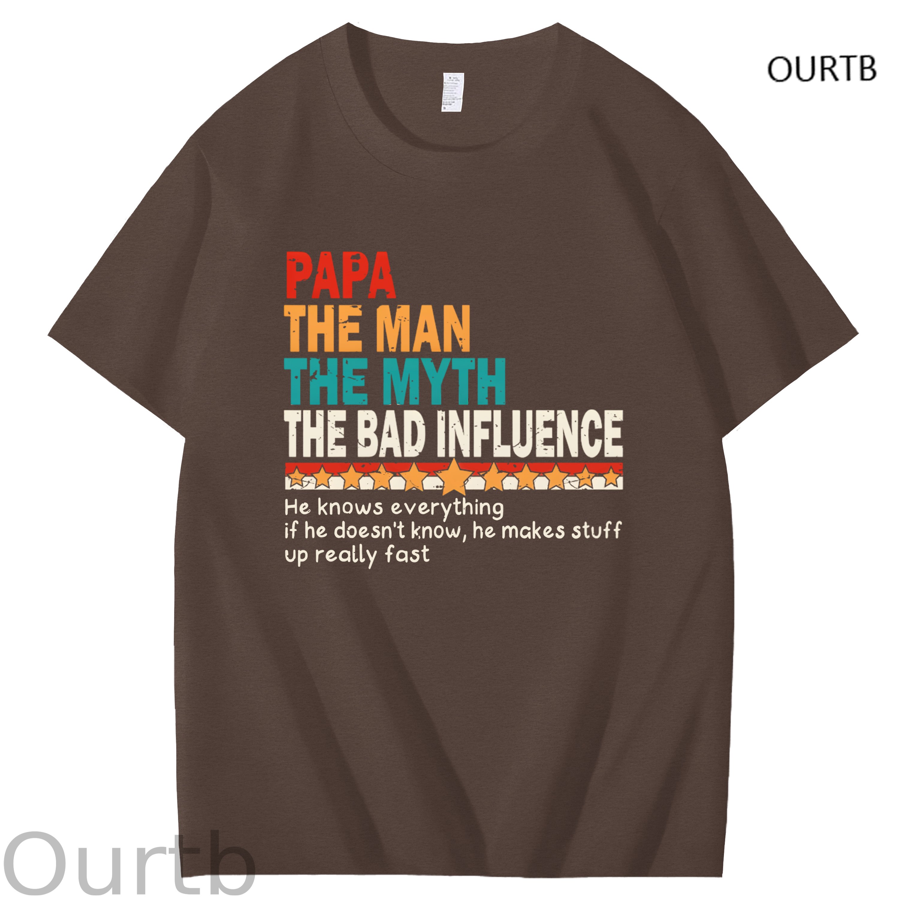 Papa The Man The Myth The Bad Influence Art Pattern Print T-Shirt