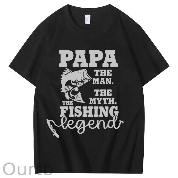Papa The Man The Myth The Fishing Art Pattern Print T-Shirt