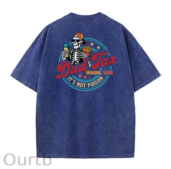 Dad Tax Washed And Distressed Pattern Crew Neck T-Shirt