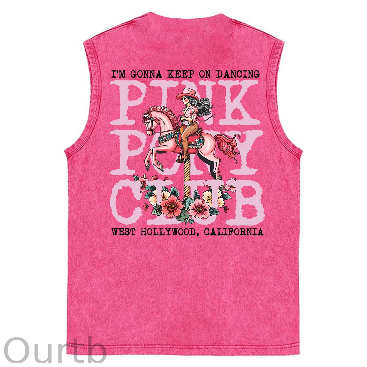 I'm Gonna Keep On Dacing Print Washed Cotton Sleeveless Tank Tops