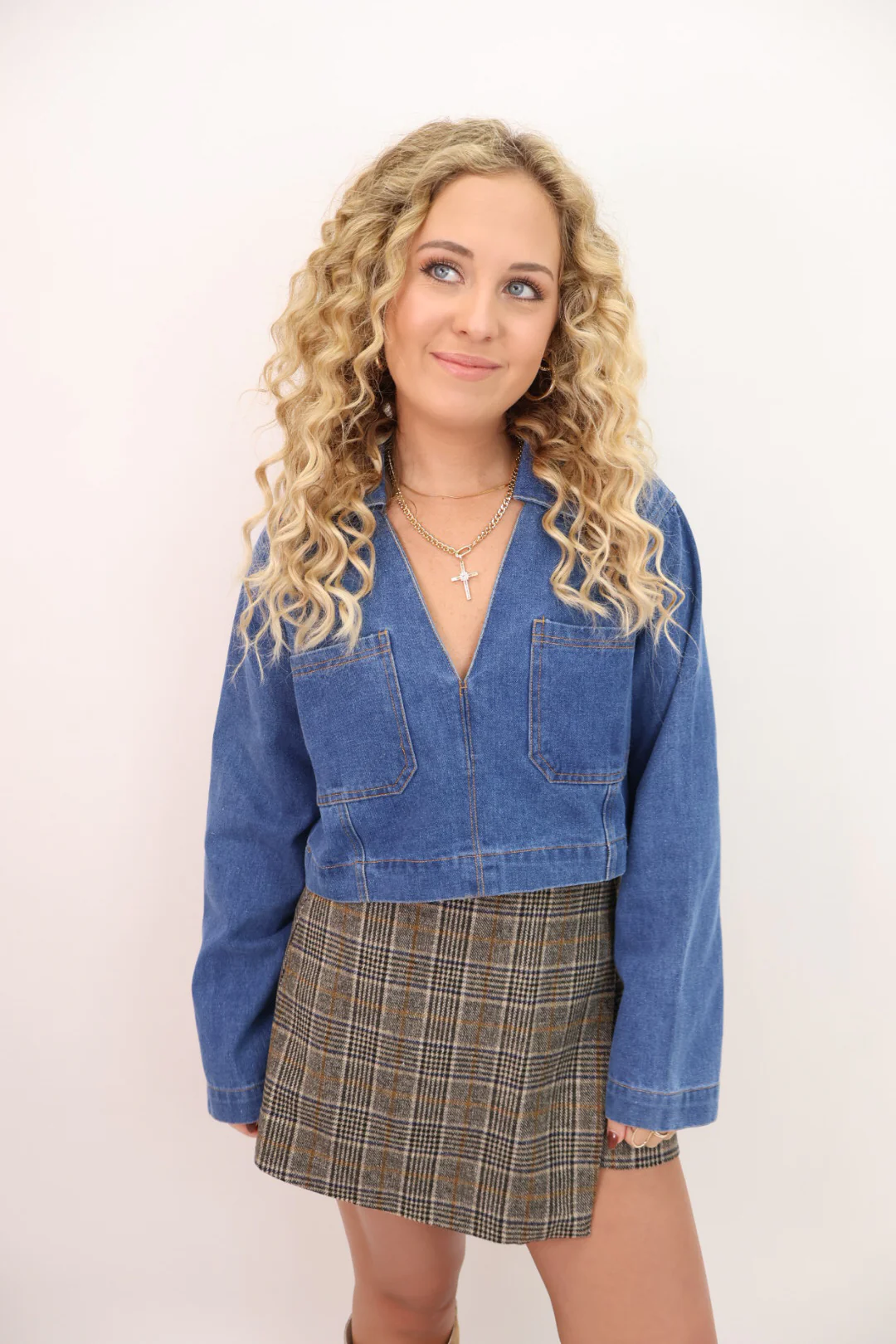 Brown and Black Plaid Skort