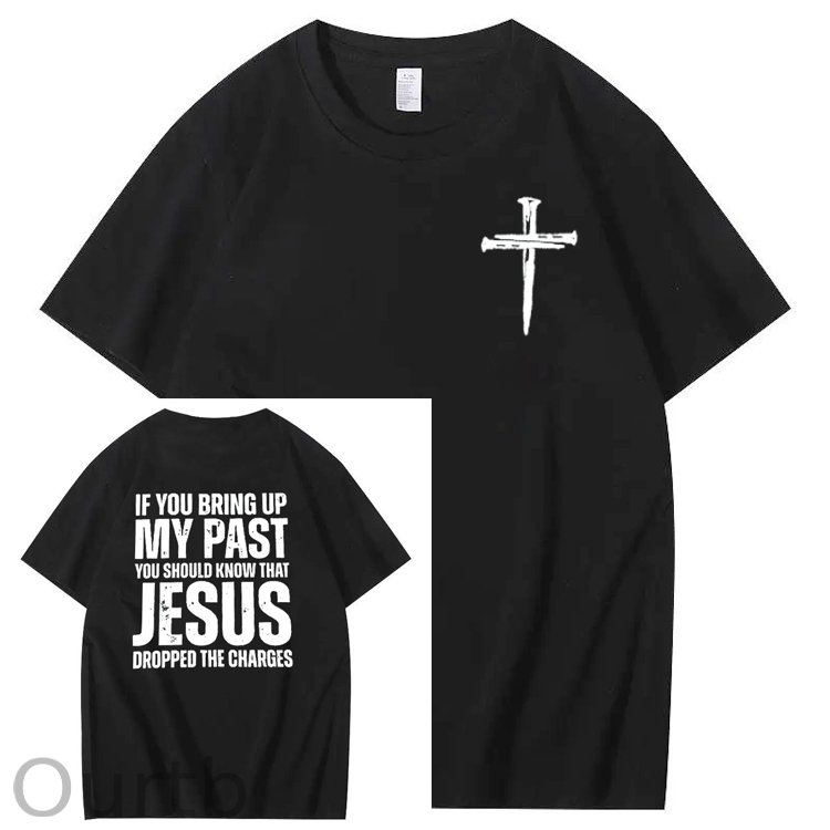 Bring Up My Past Jesus Pattern Print Crew Neck T-Shirt