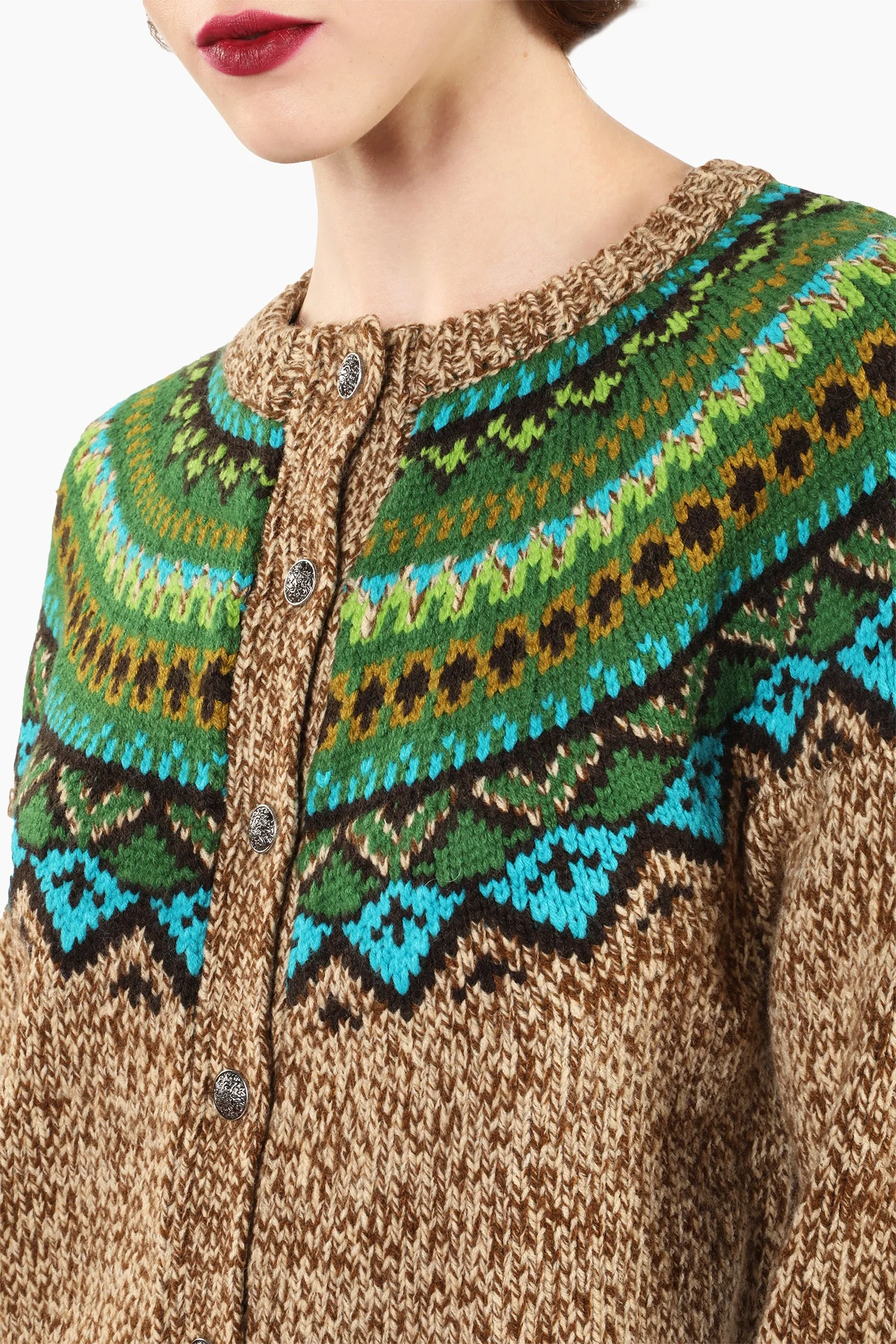 Fair Isle Cardigan - Teal