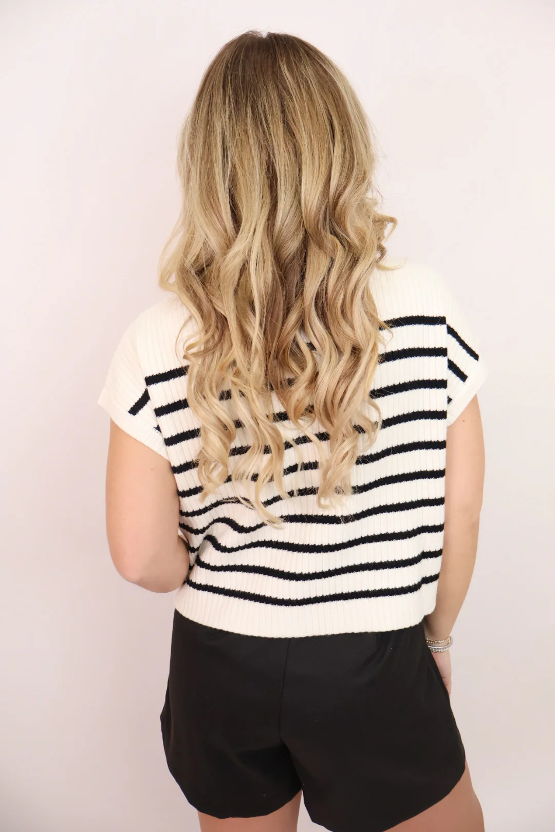 Striped Mock Neck Sweater - Ivory Black