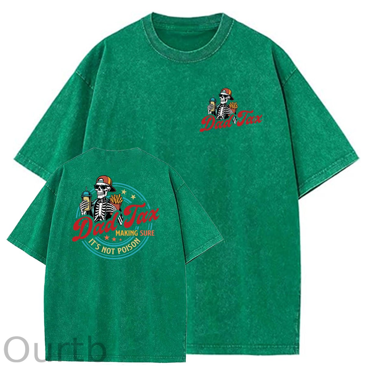 Dad Tax Washed And Distressed Pattern Crew Neck T-Shirt