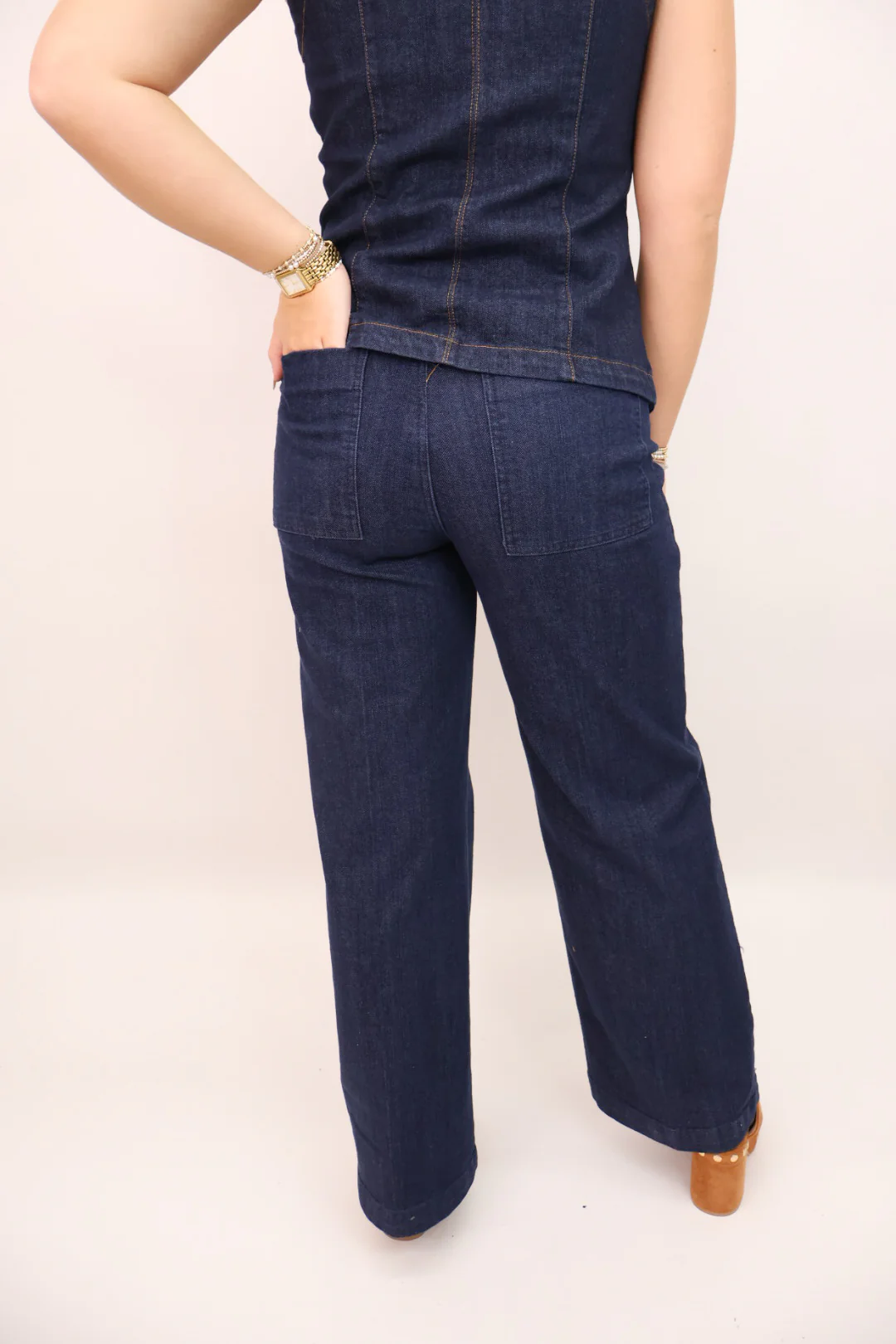 Dark Denim Vest and Pants Set