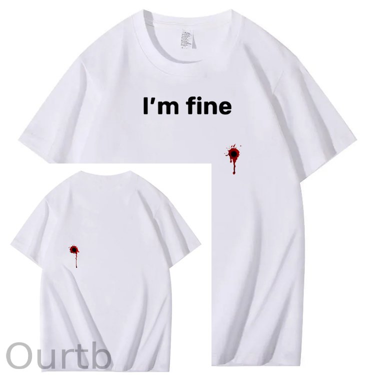 I'm Fine Pattern100% Cotton T-Shirt